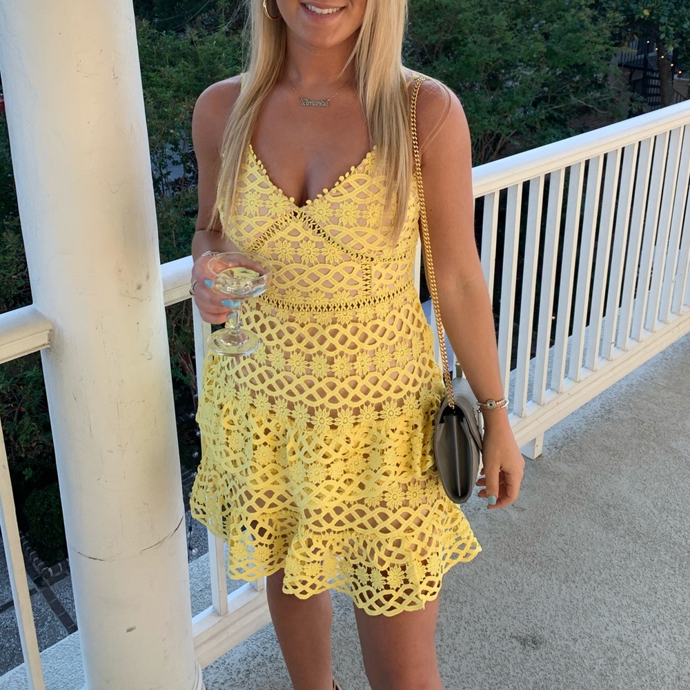 Yellow lace dress